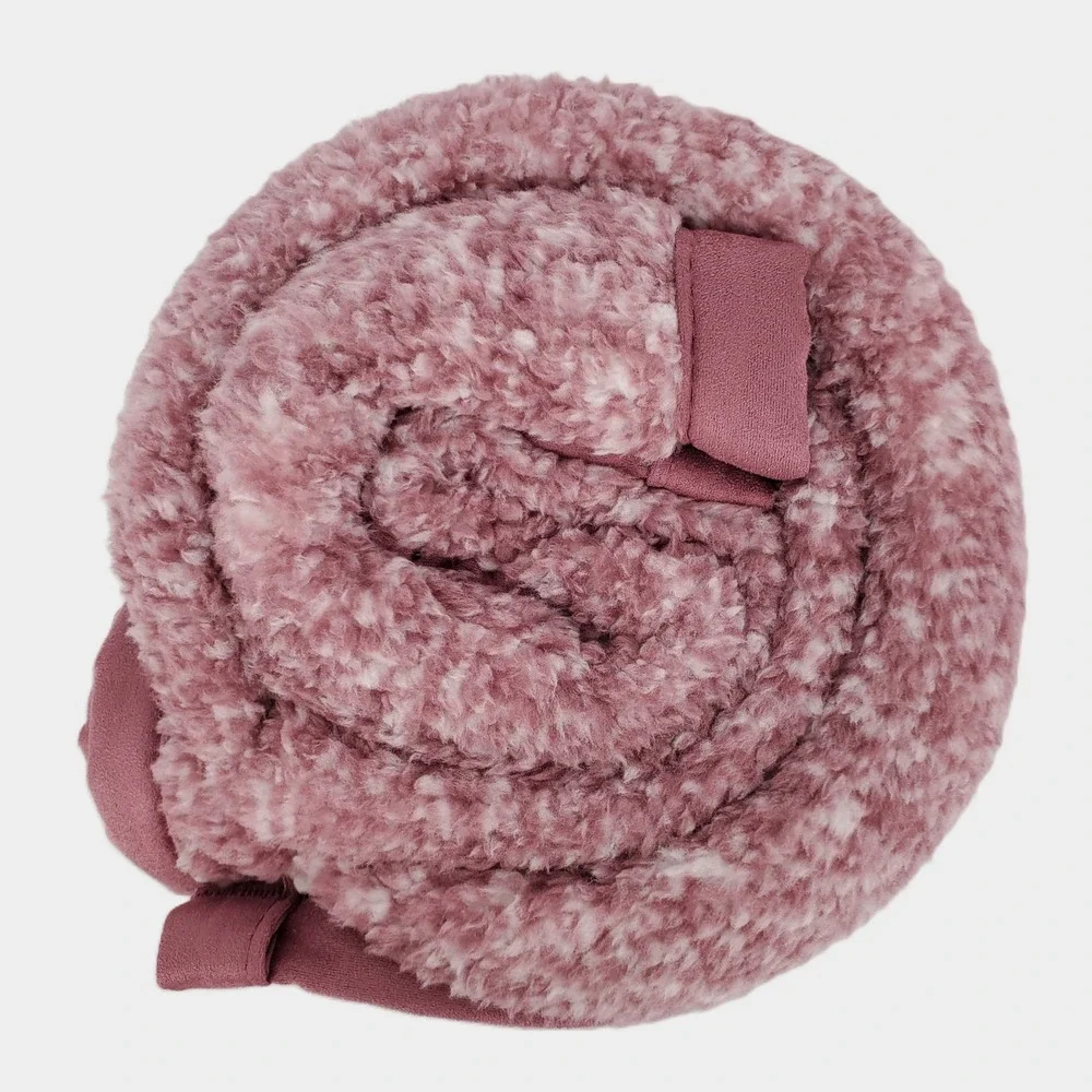 Columbia Super Cozy Sherpa Throw Blanket Fig Muted Purple Faux‎ Suede Trim 50x60